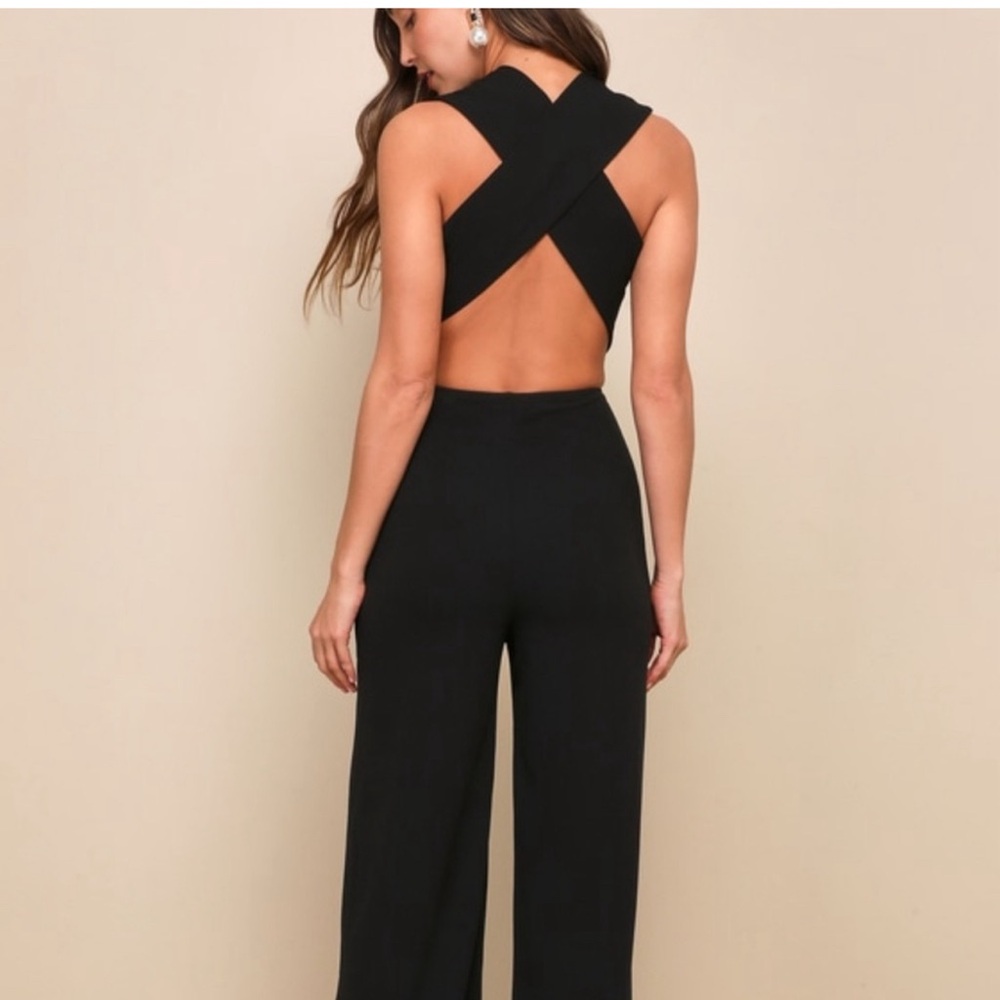 NWT Lulu's Classic Black Sleeveless Jumpsuit